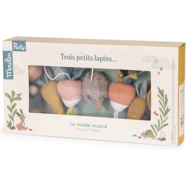 Mobile musical croisillon Trois Petits Lapins Moulin Roty