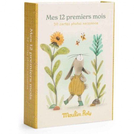 Cartes Mes 12 premiers mois Trois petits lapins (30 cartes) - Moulin Roty