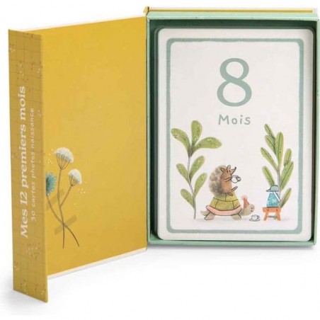 Cartes Mes 12 premiers mois Trois petits lapins (30 cartes) - Moulin Roty
