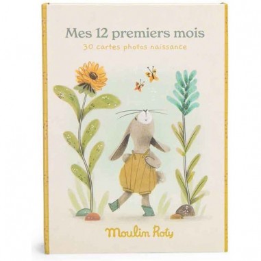 Cartes Mes 12 premiers mois Trois petits lapins (30 cartes) - Moulin Roty