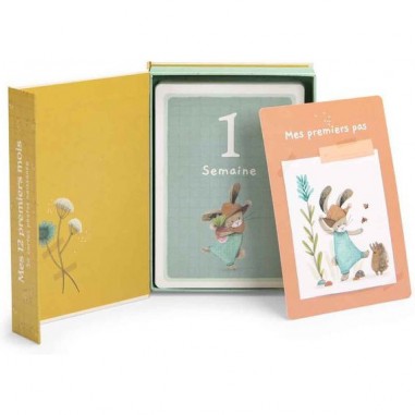Cartes Mes 12 premiers mois Trois petits lapins (30 cartes) - Moulin Roty
