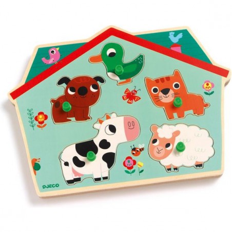 Puzzle sonore animaux de la ferme Ouaf woof - Djeco