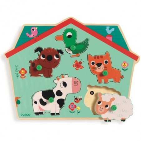 Puzzle sonore animaux de la ferme Ouaf woof - Djeco