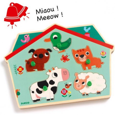 Puzzle sonore animaux de la ferme Ouaf woof - Djeco