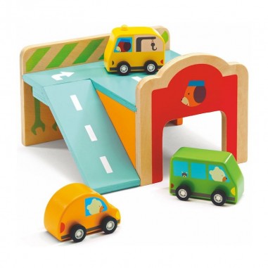 Mini garage en bois de la marque - Djeco