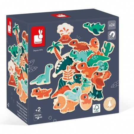 Magnets Dino 24 pièces - Jouet en bois - Janod