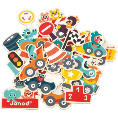 Magnets Bolides 24 pièces - Jouet en bois - Janod