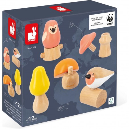 Oiseaux et champignons à visser Wwf - Janod