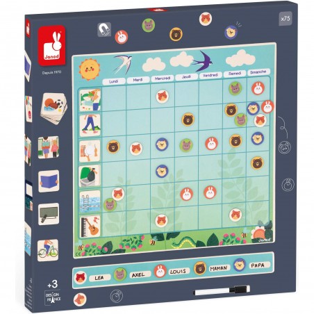 Tableau organisation famille - Calendrier aimanté, enfant 3 ans - Janod