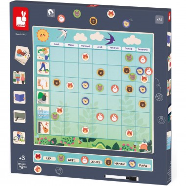 Tableau organisation famille - Calendrier aimanté, enfant 3 ans - Janod