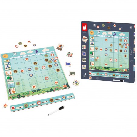 Tableau organisation famille - Calendrier aimanté, enfant 3 ans - Janod