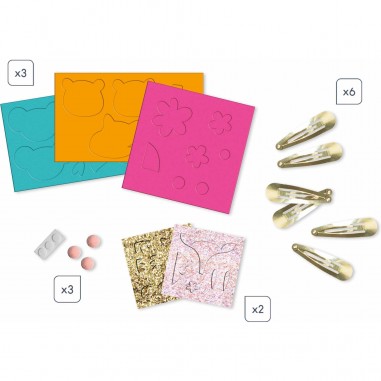 Loisir créatif barrettes - Enfant dès 6 ans, kit Diy barrettes - Janod