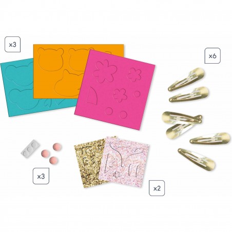 Loisir créatif barrettes - Enfant dès 6 ans, kit Diy barrettes - Janod