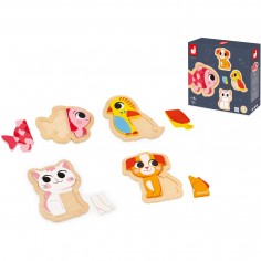Puzzles bois bébé - Set 3 puzzles animaux, enfant 18 mois - Janod 2