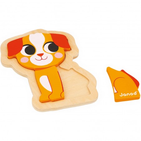 Puzzles bois bébé - Set 3 puzzles animaux, enfant 18 mois - Janod