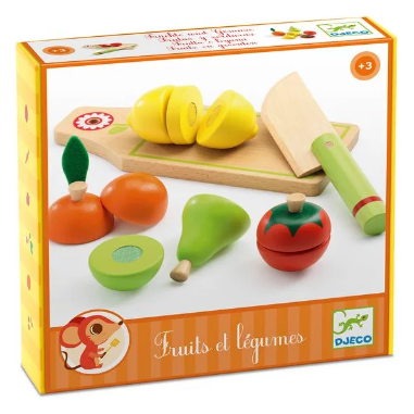 Fruits et légumes en bois à couper
