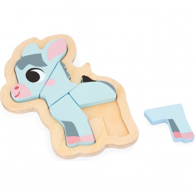 Puzzles bois bébé - Set 3 puzzles animaux Ferme, enfant 18 mois - Janod