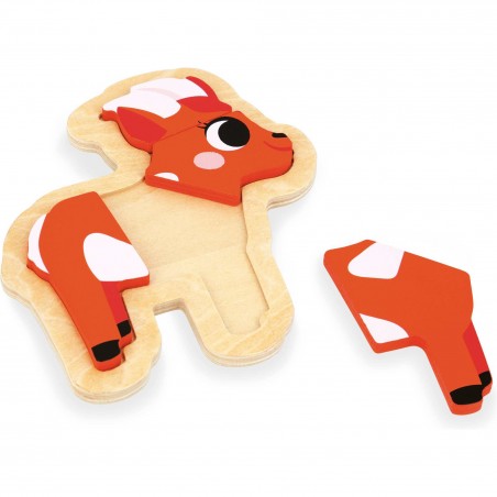 Puzzles bois bébé - Set 3 puzzles animaux Ferme, enfant 18 mois - Janod