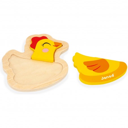 Puzzles bois bébé - Set 3 puzzles animaux Ferme, enfant 18 mois - Janod