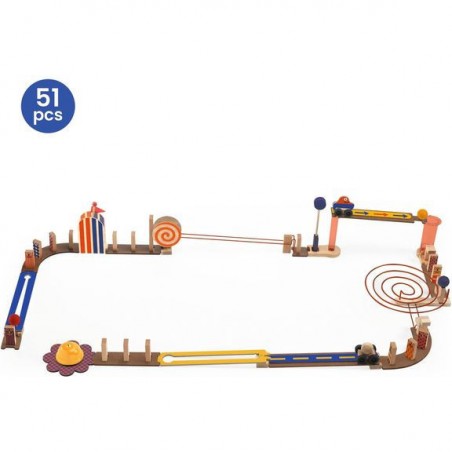 Zig & Go junior Racer 51 pièces - Circuit de bille en bois - Djeco