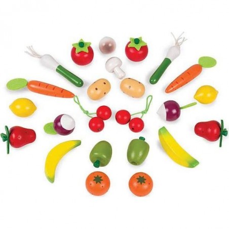Panier de 24 fruits Et légumes en bois