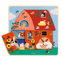 Puzzle 3 niveaux Chez Moo - Puzzle en bois - Djeco