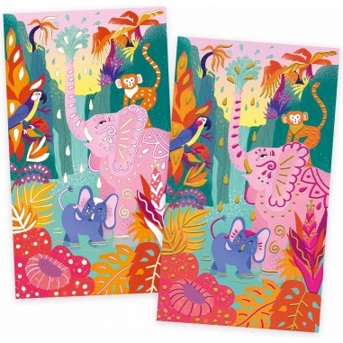 Coffret Pixel Art Strass Janod - 3 Animaux à Décorer (tortue, Paon, Papillon) - Activité Calme Motricité Fine Dès 7 Ans