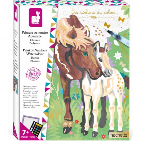 Peinture au numéro aquarelle Chevaux - Janod