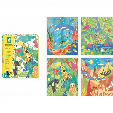 Tableaux dorés peinture aquarelle Animaux - Janod