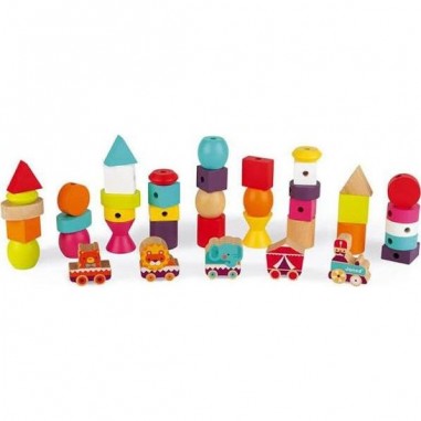 Perles en bois à enfiler - Thème Cirque