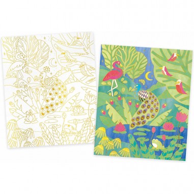 Tableaux dorés peinture aquarelle Animaux - Janod