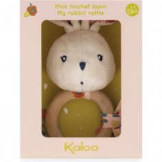 Hochet bébé - Hochet en bois, peluche lapin rose - Kaloo 2