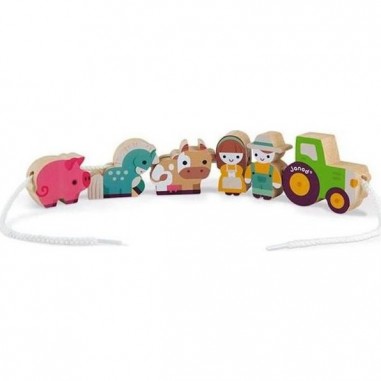 Perles en bois à enfiler - Thème de la ferme