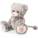 Peluche musicale Ours Mae Gris Prestige Musical 31 cm - Rouge Kaloo