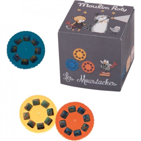 3 disques recharges pour lampe à histoires Moulin Roty - Les Moustaches