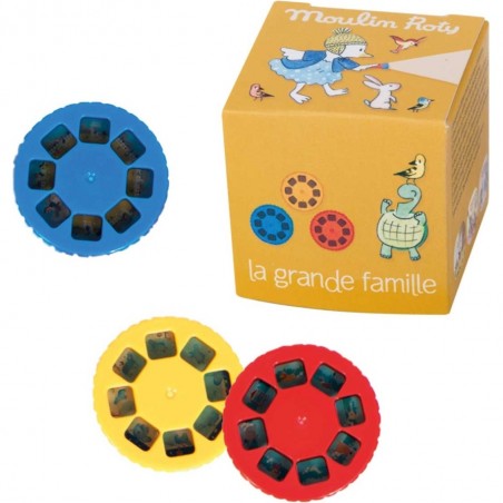 3 disques recharges pour lampe à histoires Moulin Roty – La Grande Famille