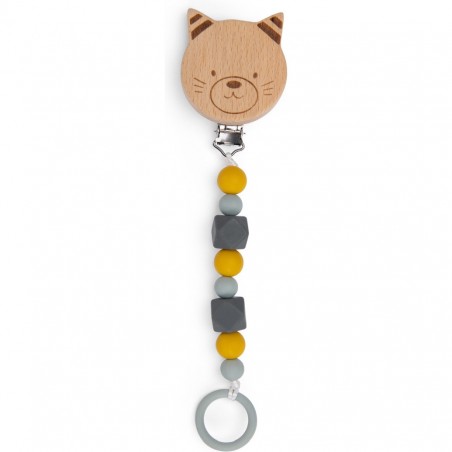 Attache tétine chat Les Moustaches - Naissance - Moulin Roty
