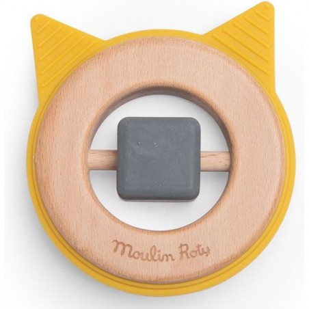 Hochet anneau de dentition chat Les Moustaches - Moulin Roty