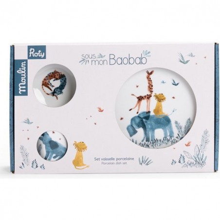 Set vaisselle porcelaine Sous mon Baobab - Moulin Roty