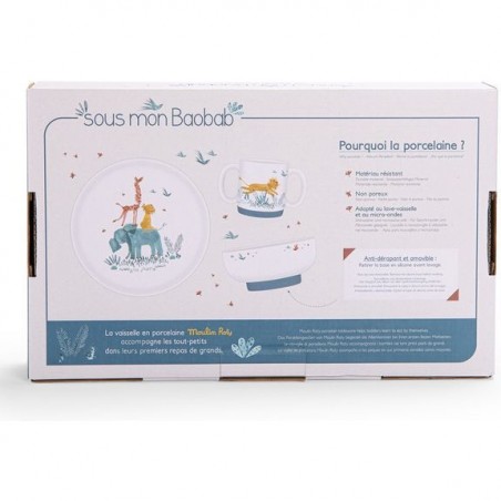 Set vaisselle porcelaine Sous mon Baobab - Moulin Roty
