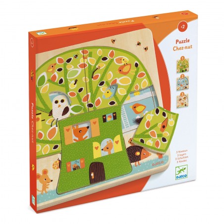 Puzzle Bois 3 Niveaux: Chez Nut - Jeu de société - Djeco