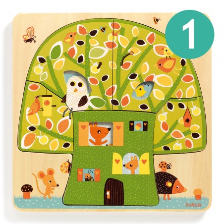 Puzzle Bois 3 Niveaux: Chez Nut - Jeu de société - Djeco