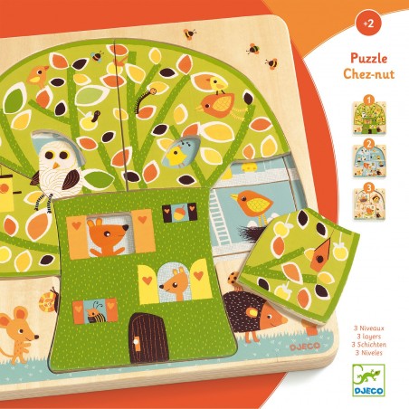 Puzzle Bois 3 Niveaux: Chez Nut - Jeu de société - Djeco