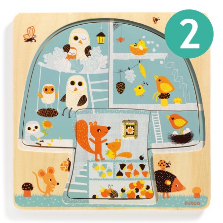 Puzzle Bois 3 Niveaux: Chez Nut - Jeu de société - Djeco