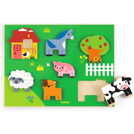 Puzzle bois Farm Story - Puzzle à encastrer - Djeco