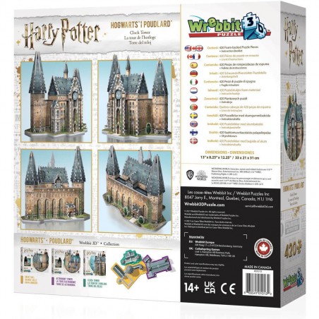 Puzzle 3D Harry Potter Poudlard : La Tour de L'Horloge - 420 pièces - Puzzle - Wrebbit 3d