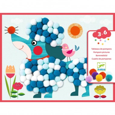 Tableaux de pompons Activité de Collage - dès 3 ans - Djeco