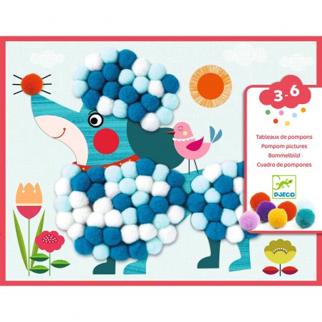 Tableaux de pompons Activité de Collage - dès 3 ans - Djeco