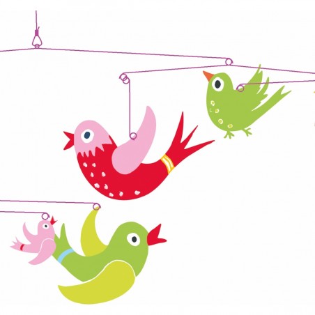 Mobile Oiseaux envolee colorée - décoration chambre - Little Big Room By Djeco