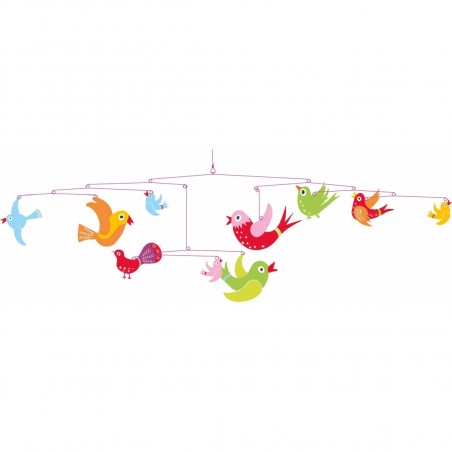 Mobile Oiseaux envolee colorée - décoration chambre - Little Big Room By Djeco